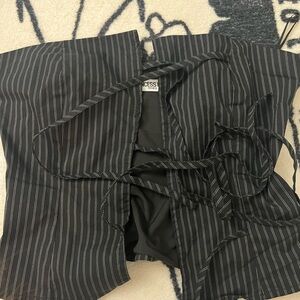 New - Princess Polly Black and White Striped Corset
